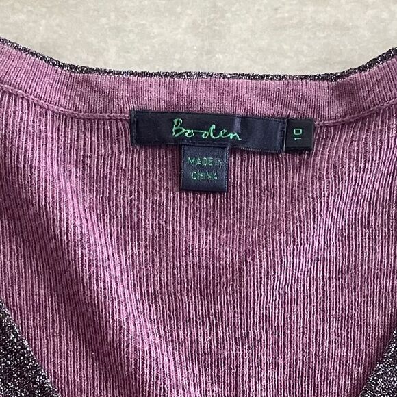 Boden Purple Cotton Cardigan Sweater with Glass Buttons sz. 10 #AE - Picture 6 of 7